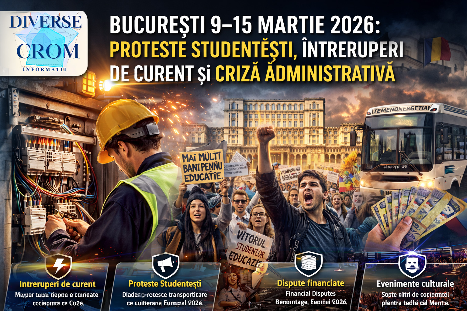 București 9–15 martie 2026: proteste, întreruperi de curent și tensiuni politice în Capitală
